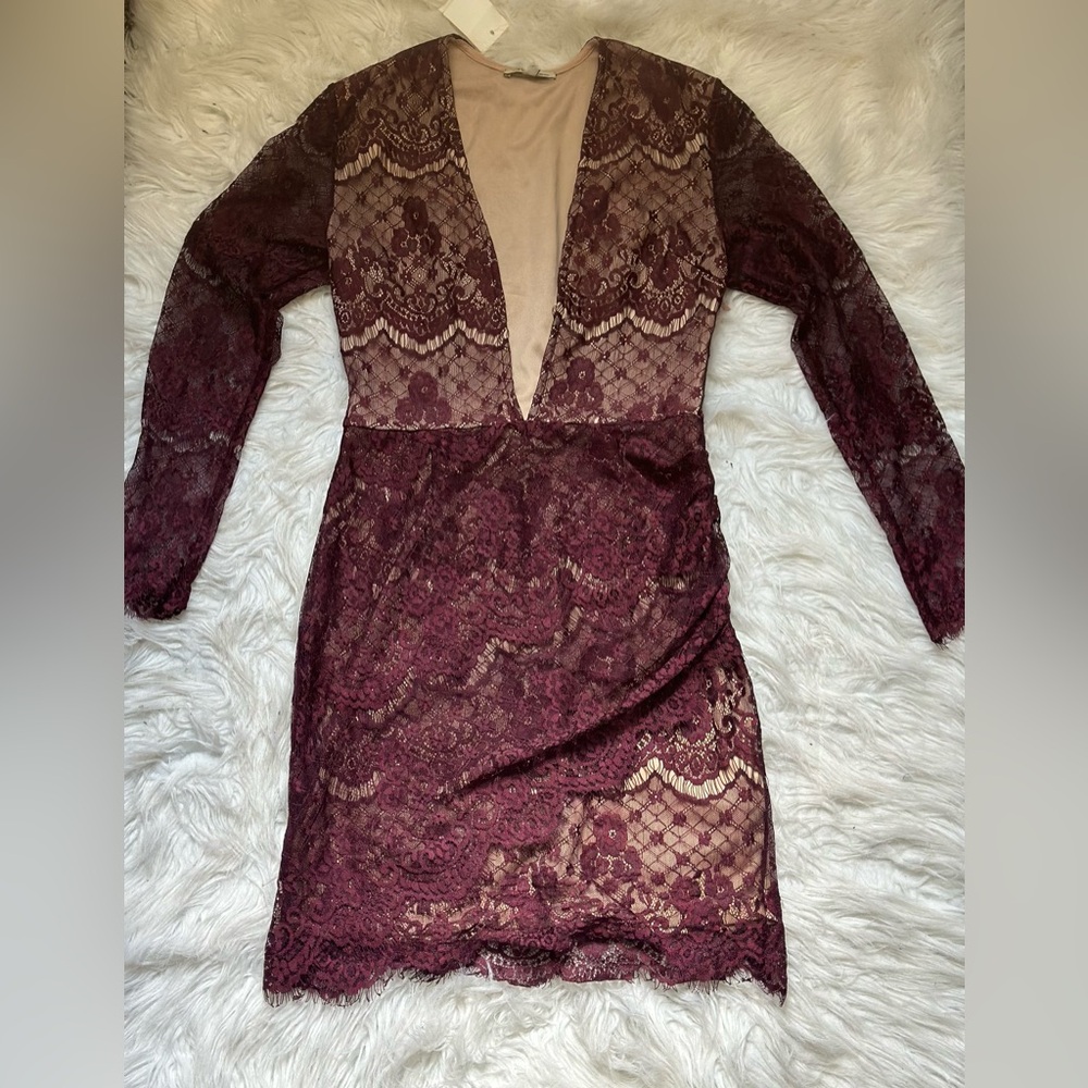Burgundy Lace Bodycon Dress